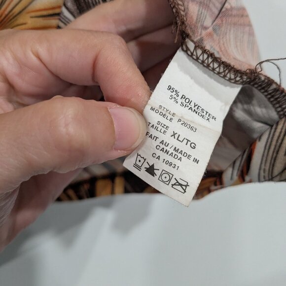 Initiatives Tropical Leaf Print Top Brown Rust Beige Size XL - Picture 3 of 4